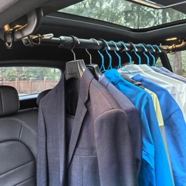 Heavy Duty Car Clothes Hanger Bar Telescopic Garment Rack 30'' to 66'' | Travel Closet Hanging Rod for Vehicle Truck SUV RVs Extendable Metal Pole for Automobile Clothing Organizers & Storage