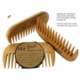 COMB-MY BEST Hair care wooden comb, all types straight to curly, eco friendly FSC certified birch wood, pocket sized, anti static massage comb.