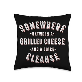 Toasted Cheese Sandwich Vegan Funny Foodie Funny Grilled Cheese and a Juice Cleanse Foodie Throw Pillow, 16x16, Multicolor