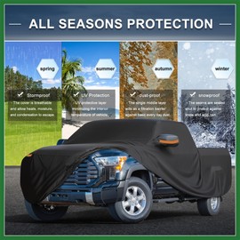 Motoforti Car Cover for Toyota Tundra 210D-PU Outdoor Full Car Cover All Weather Waterproof Windproof Sun Rain Snow Protection with Driver Door Zipper Black Long-Lasting