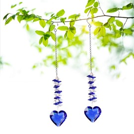 45mm/1.8Inch Clear Glass Heart Crystal Ball Prism Pendant, Hanging Crystals Suncatcher for Windows Garden Hanging Décor, Gifts for Christmas, Wedding, Women, Mom and Children(Blue)