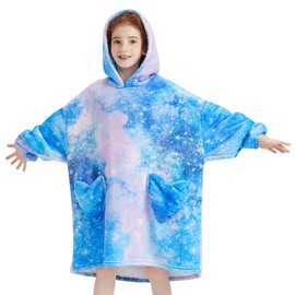 Fiosnow Galaxy Blanket Hoodies for Kids 6-13YR Oversize Wearable Blanket Hoodies for Boys Girls Teens