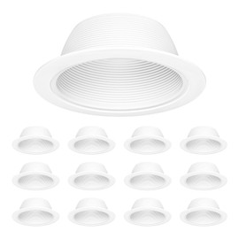 Anyhome 6 Inch Can Light Cover,12 Pack White Can Light Trim,Step Baffle with Detachable Ring,Anti-Glare,All Metal Material