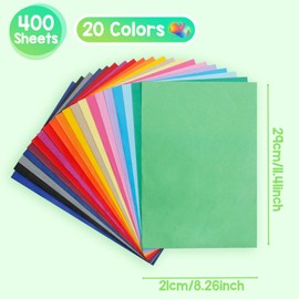 Navie Mobi 500 Sheets of Colourful Tracing Paper, 30 Colours, Tissue Paper Packaging Material, A4 Wrapping Paper, Craft Paper for Crafts, Packaging, DIY