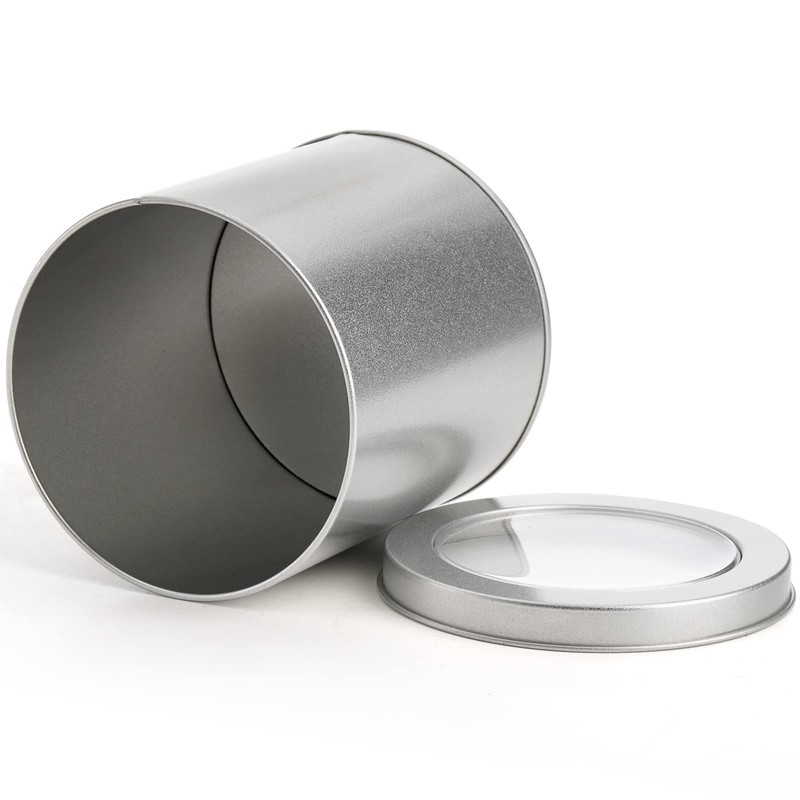 Tosnail 6 Pack Round Metal Tins Canister with Window Top