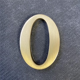 1.77 Inch Height Self Adhesive Solid Brass English Letters 4.5CM Wall Sticker Gold Mail Box Numbers House Address Numbers Shop Studio Name DIY Combination for Wall Home Decor Hardware (Number 0)