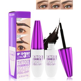 Peel Off Tattoo Eyebrow Gel Tinting-2pcs Black Peel Off Tinted Eye Brow Gel, Waterproof Long-lasting Transfer-proof Eyebrow Gel Peel Off, Up to 3 Days, Eye Brow Makeup Gift Set for Women Men-03# Black