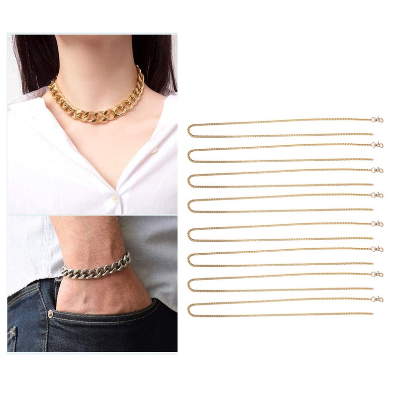 8pcs Aluminum Curb Chains 3.9 Feet Each DIY Handcraft Round