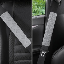 JUSTTOP 2-Pack Universal Car Seat Belt Pads Cover for A More Comfortable Driving, Seat Belt Shoulder Strap Covers Harness Pad for Car Interior Accessories(Grey)