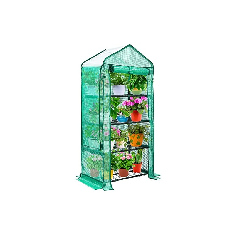 Ohuhu Upgrade 4 Tiers Mini Greenhouse Cover, Green