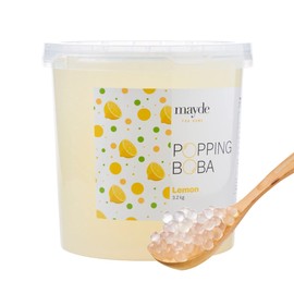 Mayde Popping Boba Pearls for Drinks, Desserts, & Breakfast Bowls (Lemon Flavor, 7 Pounds)