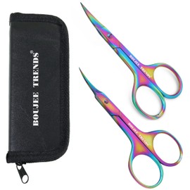 Boujee Trends Set of Nail and Cuticle Scissors Toenail Eyebrow Mustache Facial Nose Ear Hair Grooming Multipurpose Small Beauty Scissors Curved and Sharp Blades Multi Titanium Color