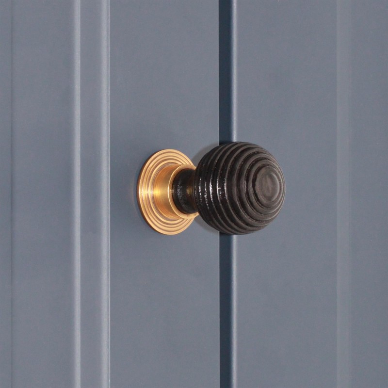 Infinity Decor Ebonised Reeded Preston Wooden Cupboard Knob Interior Furniture