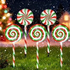 VERLIAN Christmas Lollipop Pathway Lights-5 Pack Solar Powered Outdoor Garden Path Lights Xmas Candy Cane Landscape Lighting Solar Waterproof Decorative Lights Decorations Outside Yard