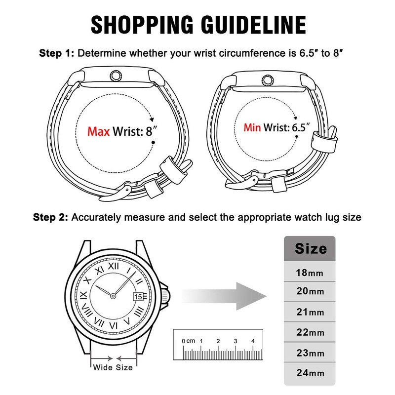 Ritche Quick Release Leather Watch Band 18mm 19mm 20mm 21mm