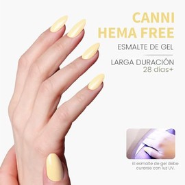 Esmalte para uñas de gel CANNI color amarillo pastel, 1 pieza de 0.5 onzas, amarillo pálido claro, color mantequilla neón, alto brillo, para quitar co