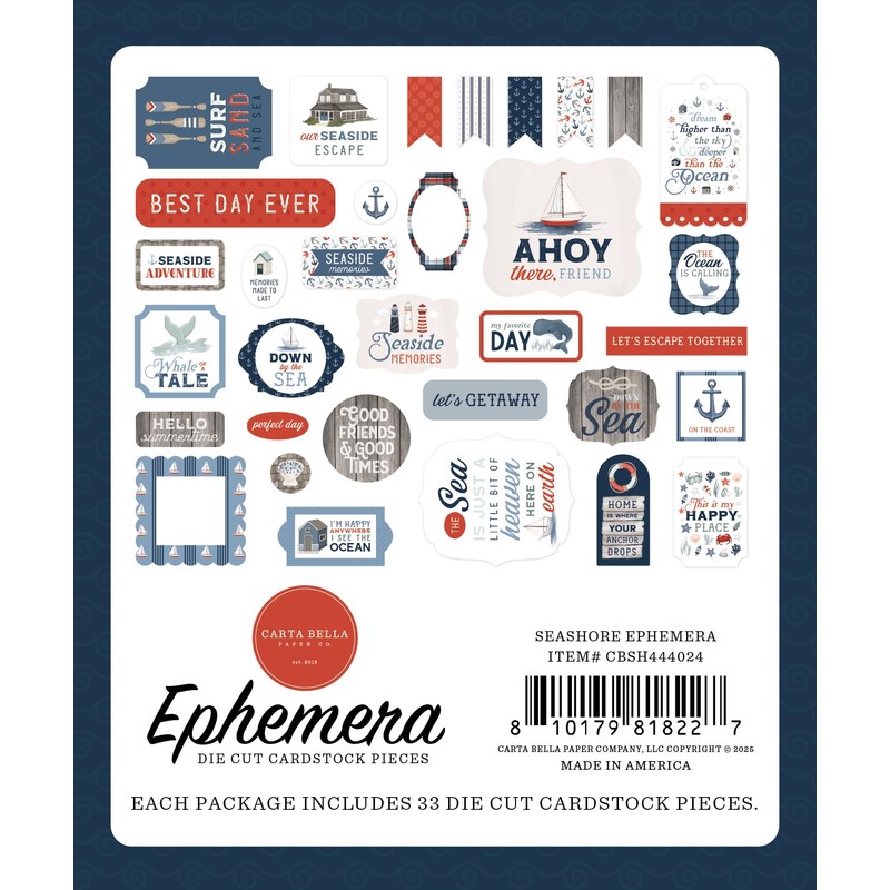 Echo Park Paper Seashore Ephemera, Various