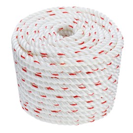 Arborist Bull Rope, High Strength Polyester Pulling and Multipurpose Rigging and Tree Felling Rope-No Eye Splice with Red Tracer for Climb, Pull, Tie, Swing and Knot (200ft x 3/4")