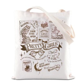 FOTAP Book Worm Nerd Handbag Feminist Gift Pretty Girly Read Book Inspire Tote Bag Librarian Gift Book Lover Gift (pretty girly UK)