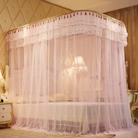 [Living Peace] Sweet Room Rail-Type Bed Mosquito Net (150x200cm) Light Pink