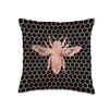 Bee Lover Beehive Farmhouse Pink Black Honeycomb Gift Throw Pillow