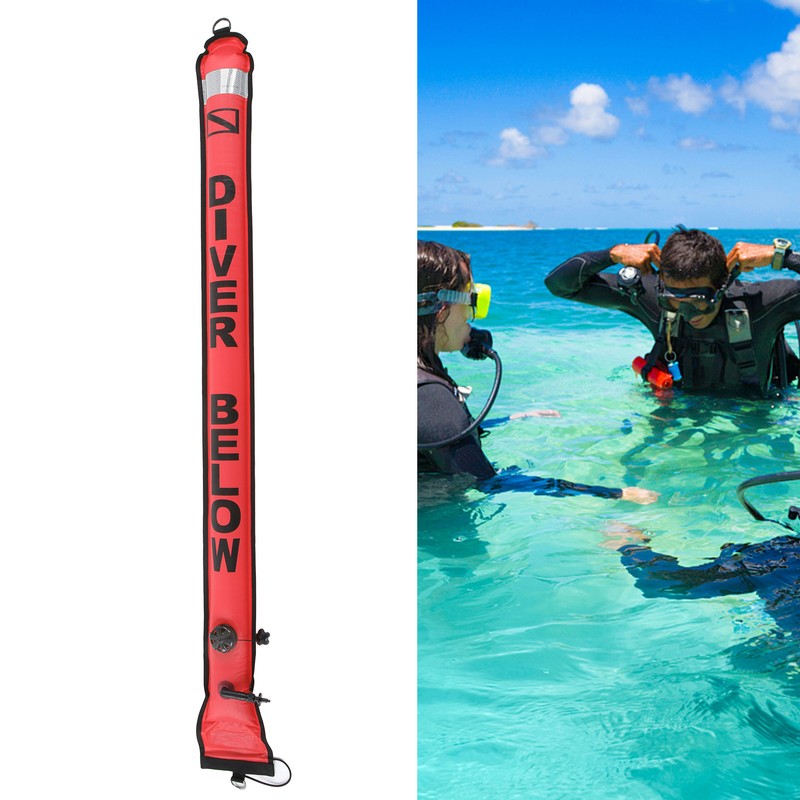 150x15cm Scuba Diving Surface Marker Buoy High Visibility Inflatable Surface