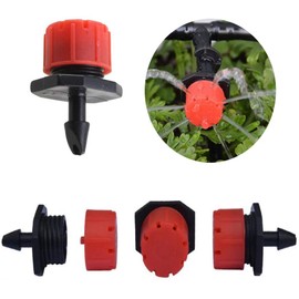 300PCS Automatic Drip Irrigation Kit Garden Watering System Adjustable Micro Irrigation Dripper Sprinklers, Tee Pipes, Hose Support Stakes for Gardens, Lawns, for 4/7mm Hose Irrigation System-Red
