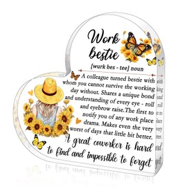 Work Bestie Gifts For Women Coworker Birthday Funny Office Decor Sunflower Acrylic Plaque Friendship Gifts For Coworkers Women Bestie Birthday Retirement Leaving Gift Desk Decor