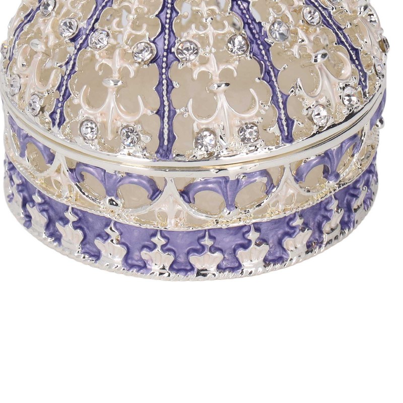 Metal Trinket Box Purple Crown Shape Shiny Elegant Exquisite Zinc