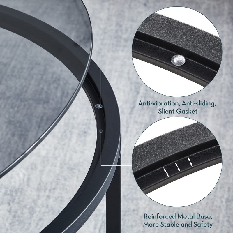 SAYGOER Round Coffee Table Glass Coffee Tables for Small Space