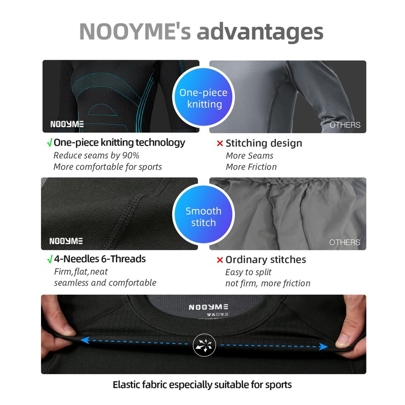 NOOYME Ropa interior térmica para mujer, capa base para mujer,