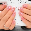 Sethexy Pink Gradient Press On Nails 3D Medium Coffin False