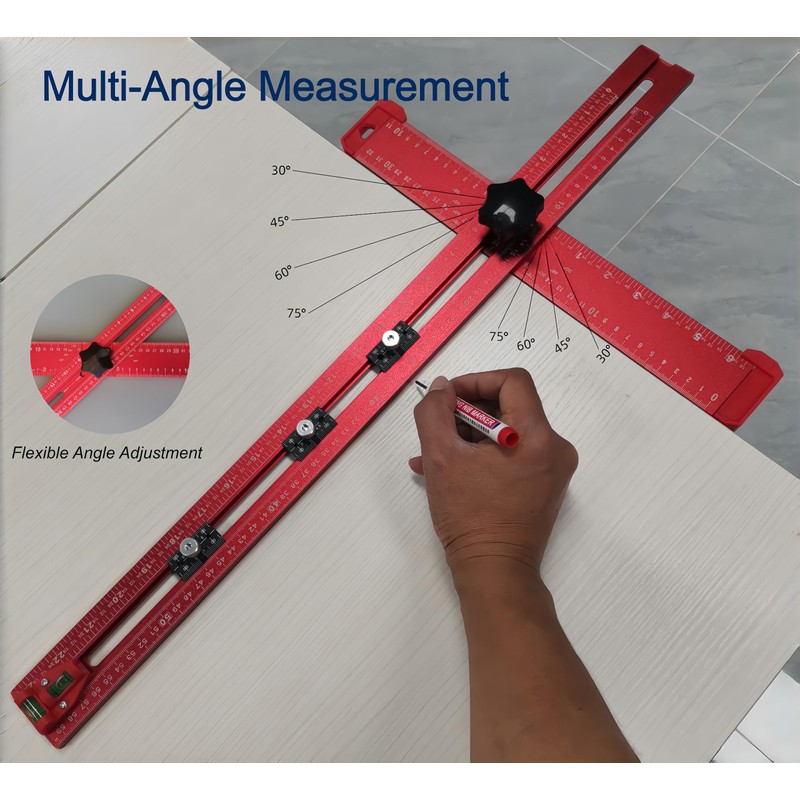 5-in-1 T Square Ruler 24 Inch, Multifunctional Drilling Positioning Ruler