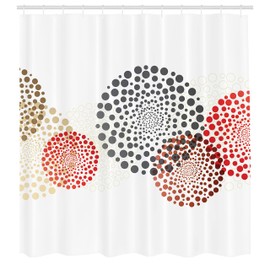 (180cm W By 190cm L, Multi 4) - Abstract Decor Shower Curtain by Ambesonne, Modern Cool Decoration with Dots like and Circled Design Artwork, Fabric Bathroom Decor Set with Hooks, 190cm Long, Red Grey and Maroon