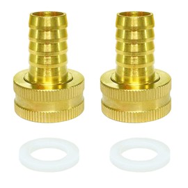AOPANDA Garden Hose Adapder, 3/4'' to 1/4'' ID Hose Adapter, Convert 3/4" Female Hose Thread Bib to 1/4" ID Tubing, 2 Brass Adapter with 4 Washers
