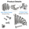 FandWay 595Pcs M2 M3 M4 Phillips Flat Head Self-Tapping Screws,