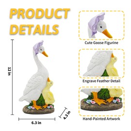 TUEVAK Goose Garden Statue for Outside: 12'' Funny Goose Yard Decorations for Outdoor Lawn Patio Porch Housewarming Birthday Gifts for Women (Mother-Baby Geese)