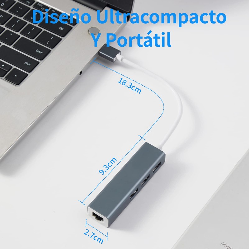 HEEDU Adaptador Ethernet USB 3.0, Adaptador Ethernet USB Hub 4
