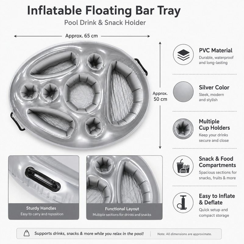 Inflatable Pool Floating Tray for Drinks & Snacks – PVC