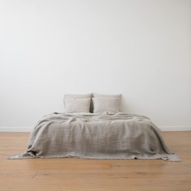 LinenMe Natural Linen Throw with Fringes Rustico, 135 x 200 cm