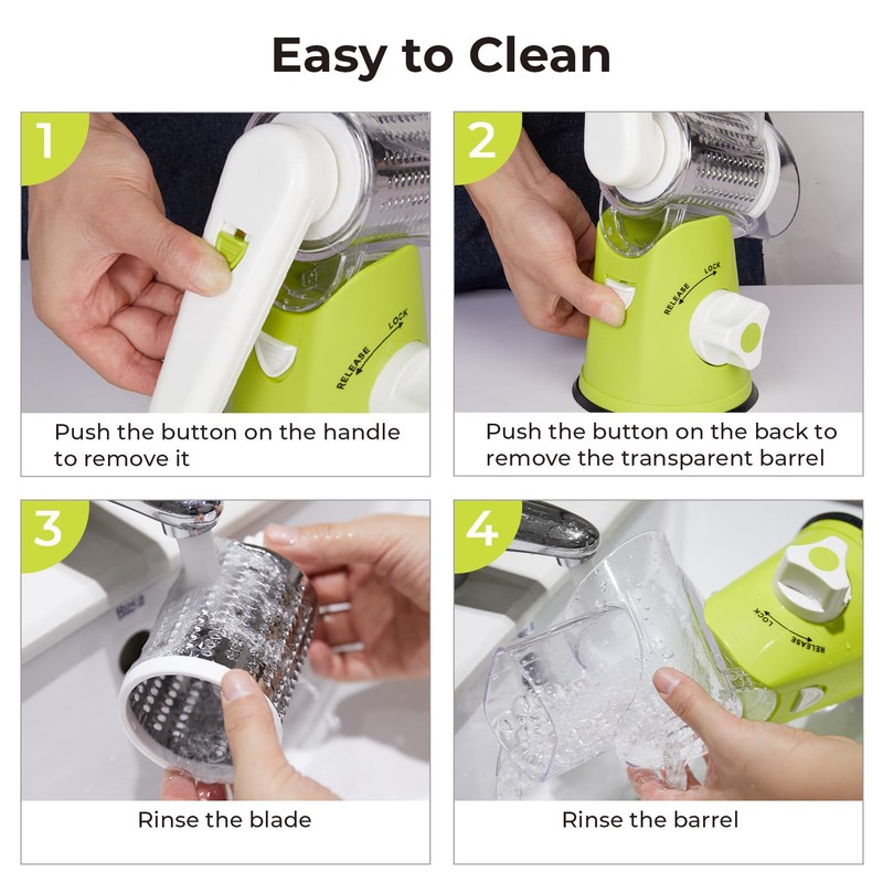X Home Rotary Cheese Grater for Kitchen, Shredder with 3