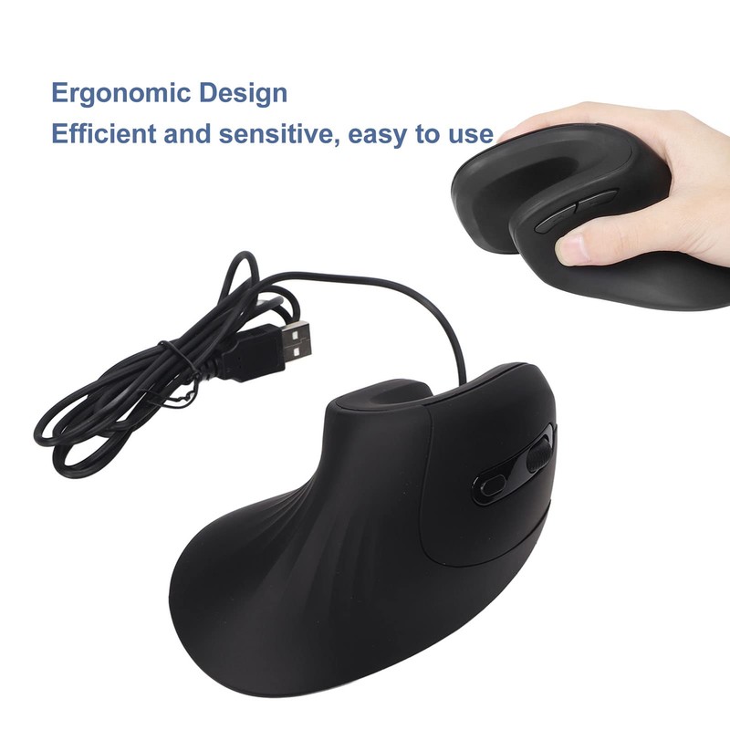 Wired Vertical Mouse, Silent Ergonomic Mouse, 800/1200/2400/3200 DPI, 6 Buttons,