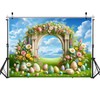 WOLADA Easter Backdrop Easter Lawn Backdrop Flower Arch Easter Egg