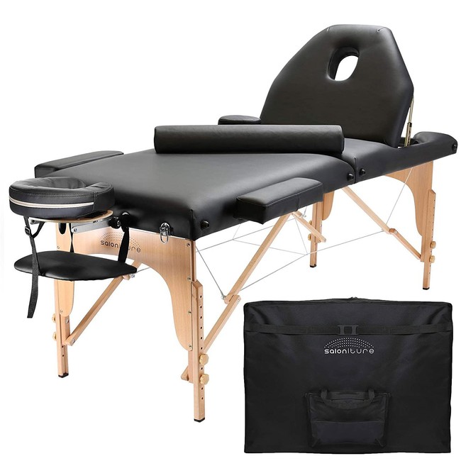 Saloniture Professional Portable Massage Table with Backrest - Pink