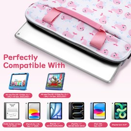 Dadanism Tablet Bag for Children, 10-12.5 Inch Tablet Carry Case with Handle and Shoulder Strap for Fire HD 10 Kids/Fire HD 10 Kids Pro 13th/11th Gen 2023/2021, Fire Max 11 2023, Pink Whale