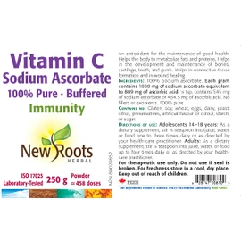 NEW ROOTS HERBAL New Roots Herbal Pure Vitamin C Sodium Ascorbate Powder 250g, 458 Servings - Non-GMO Vit-C Supplement, Supports Healthy Bones, Teeth, Gums and Cartilage, Convenient and Versatile for Daily Wellness