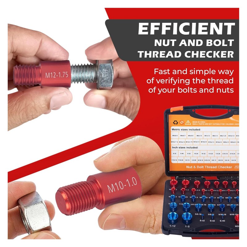 44-Piece Thread Gauge Set for Nuts and Bolts, SAE and