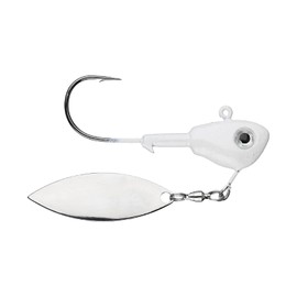 BUCKEYE LURES Single-Bladed Su-Spin Jighead with Willow Leaf Blade & Sharp Needle-Point Hook, Pearl, 3/8 oz | Durable Chip-Resistant Bass Fishing Bait