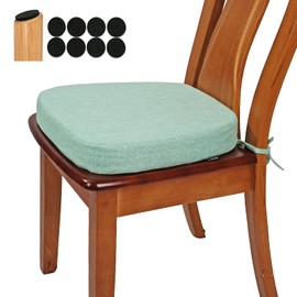 BUYUE Thickened 2.5" Friendly Woven Fabric Dining Chair Cushion, U-Shape High Density Foam Comfortable Chair Pad for Kitchen, Slip Resistant Indoor Seat Cushion (1 Piece, Light Green)