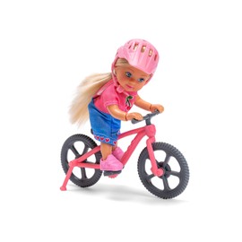 Simba Evi Love Mountain Bike - Bambola con bicicletta e casco, set da gioco sportivo con accessori, avventura all'aperto per bambini, misura bambola 12 cm, dai 3 anni in su